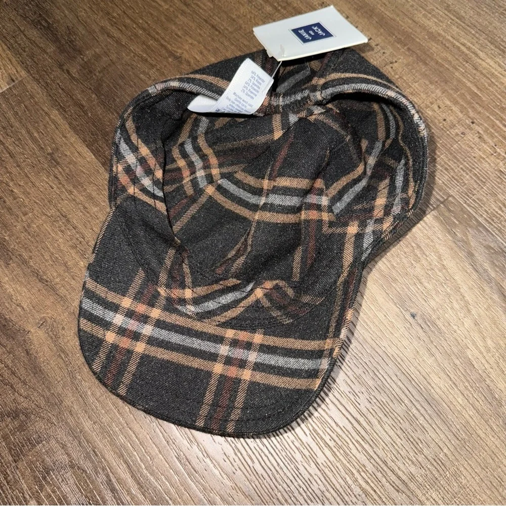 NWT Janie & Jack Boys Brown Plaid Baby Hat
